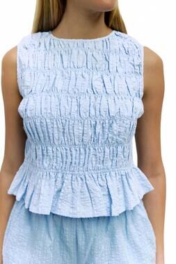 NEW MOD REF smocked tank top in light blue